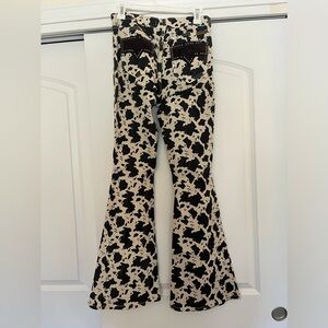 Rock And Roll Denim Bargain Button Cow Print Flare, 28/34